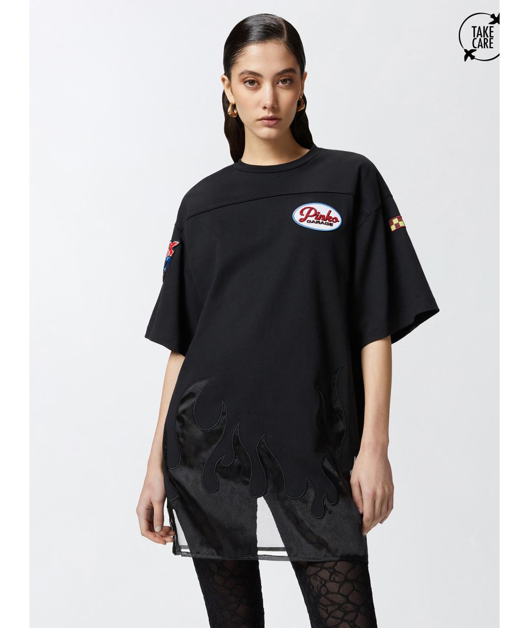 PINKO Черная хлопковая футболка, фото 3