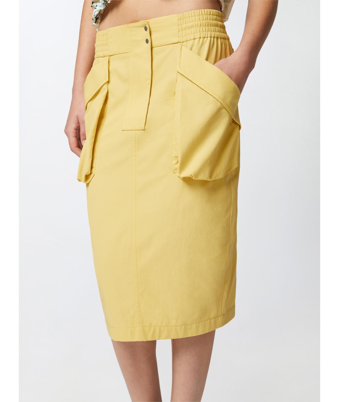 PINKO Желтая хлопковая юбка миди, фото 6