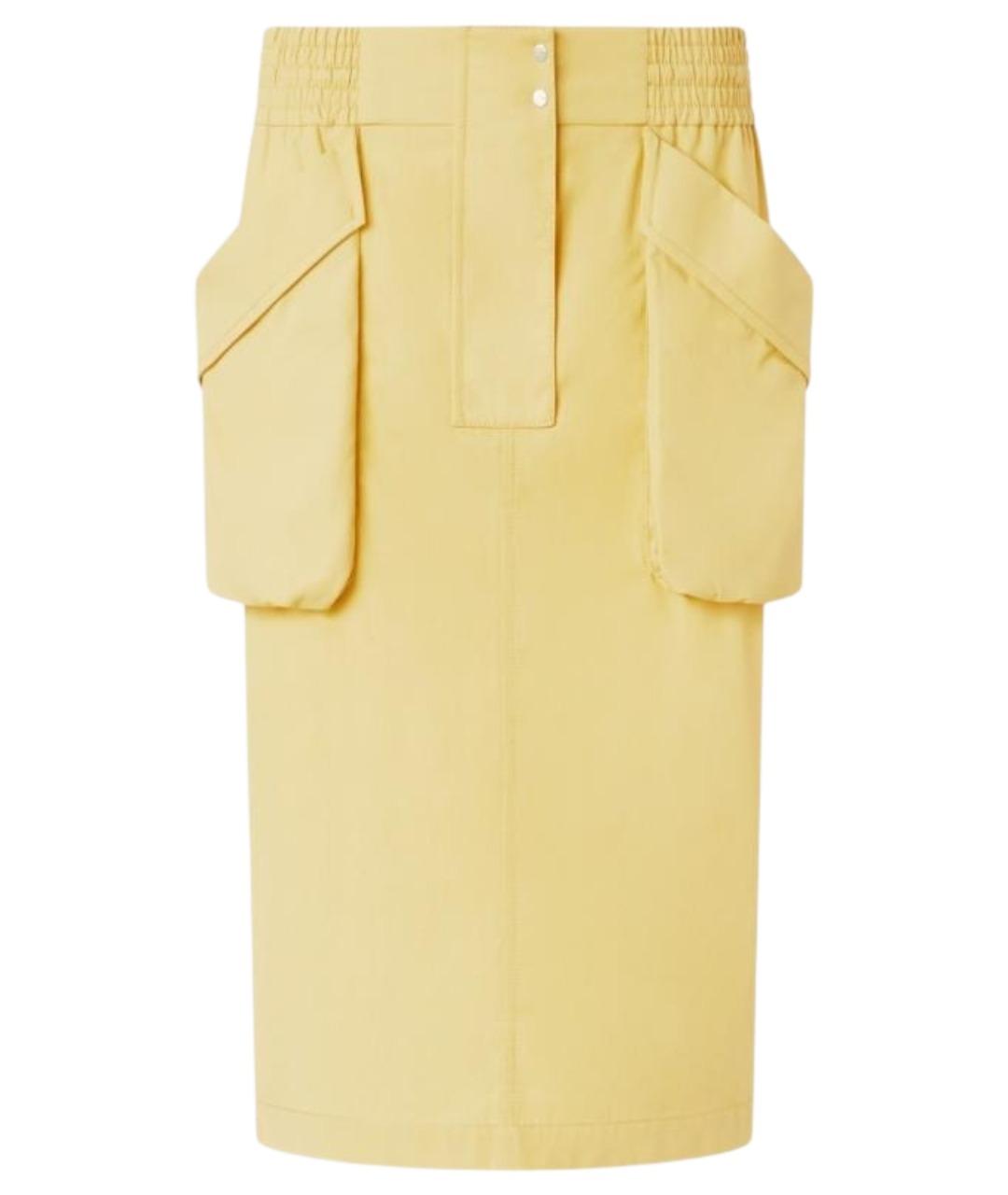 PINKO Желтая хлопковая юбка миди, фото 1
