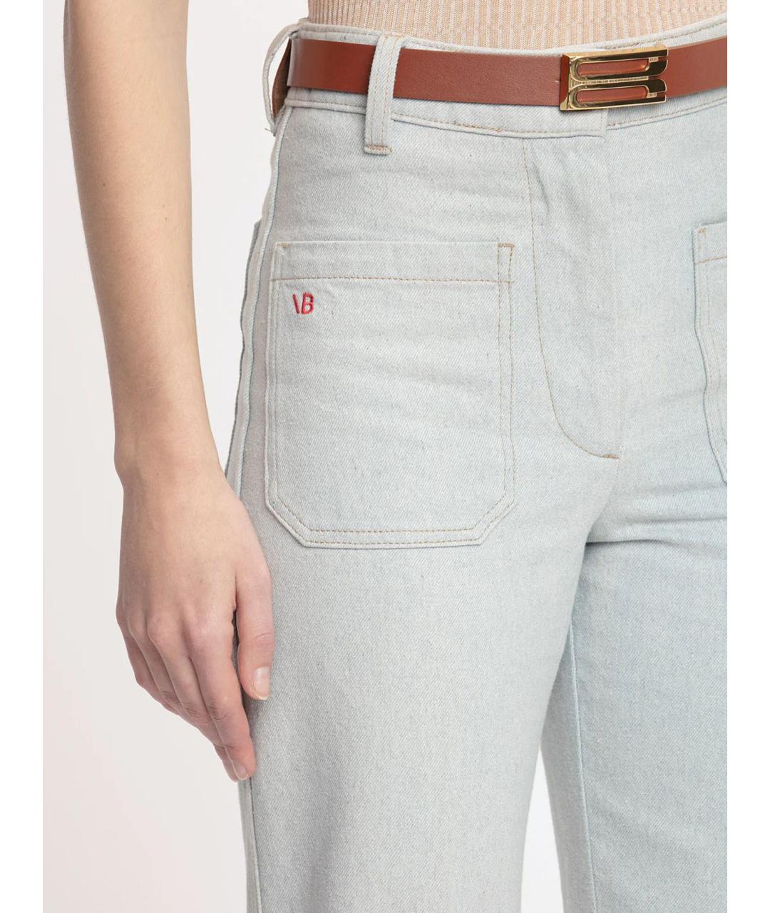 VICTORIA BECKHAM Голубые хлопко-эластановые прямые джинсы, фото 5