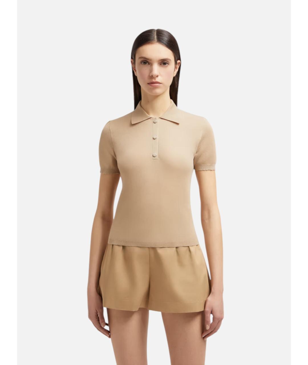 MONCLER Бежевая хлопковая футболка, фото 2