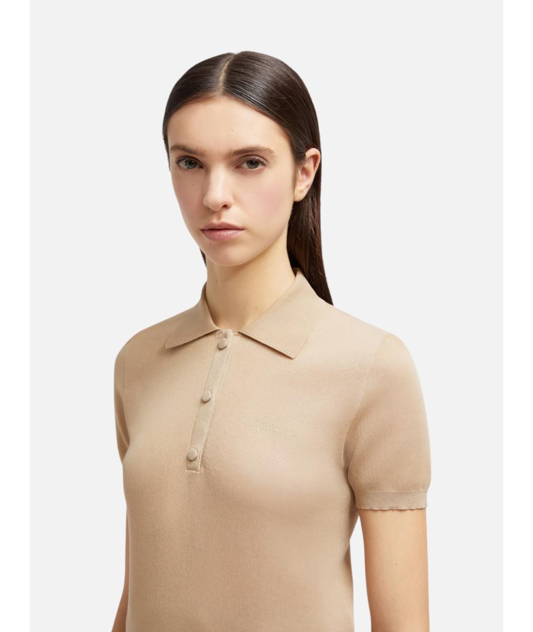 MONCLER Бежевая хлопковая футболка, фото 3