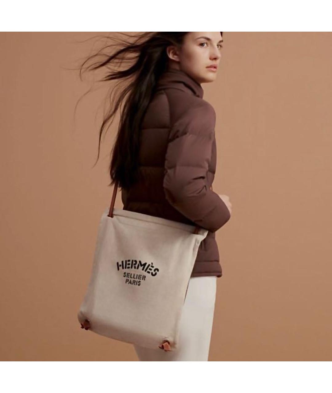 HERMES Бежевая кожаная сумка тоут, фото 8