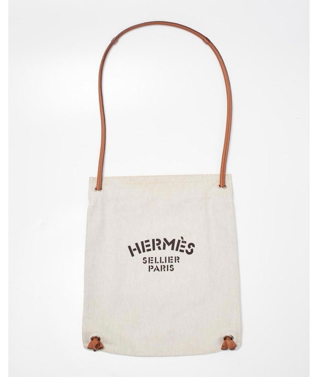 HERMES Бежевая кожаная сумка тоут, фото 9