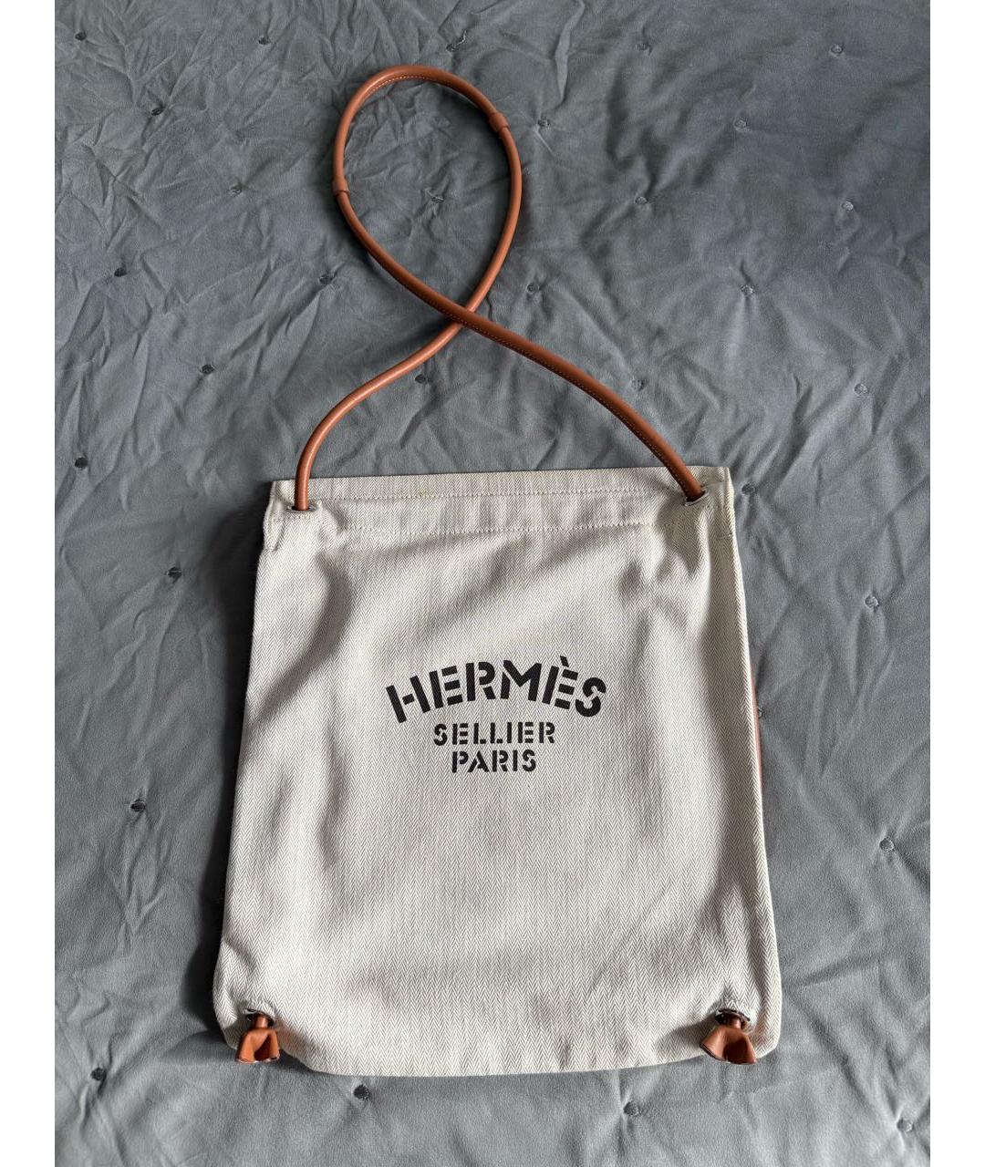 HERMES Бежевая кожаная сумка тоут, фото 2