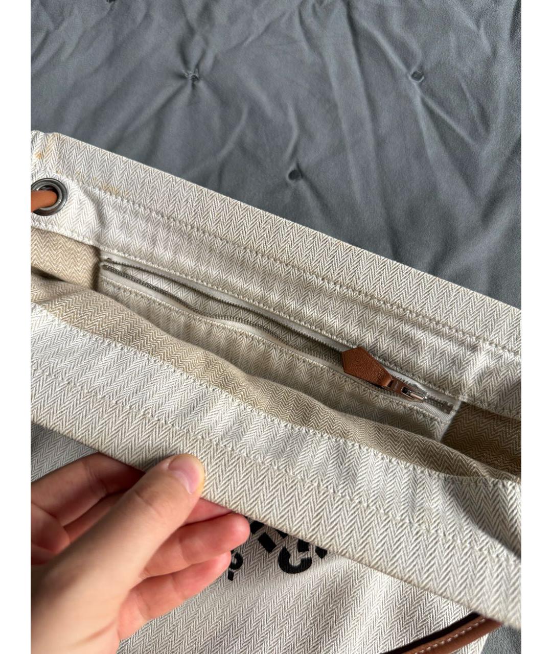 HERMES Бежевая кожаная сумка тоут, фото 5