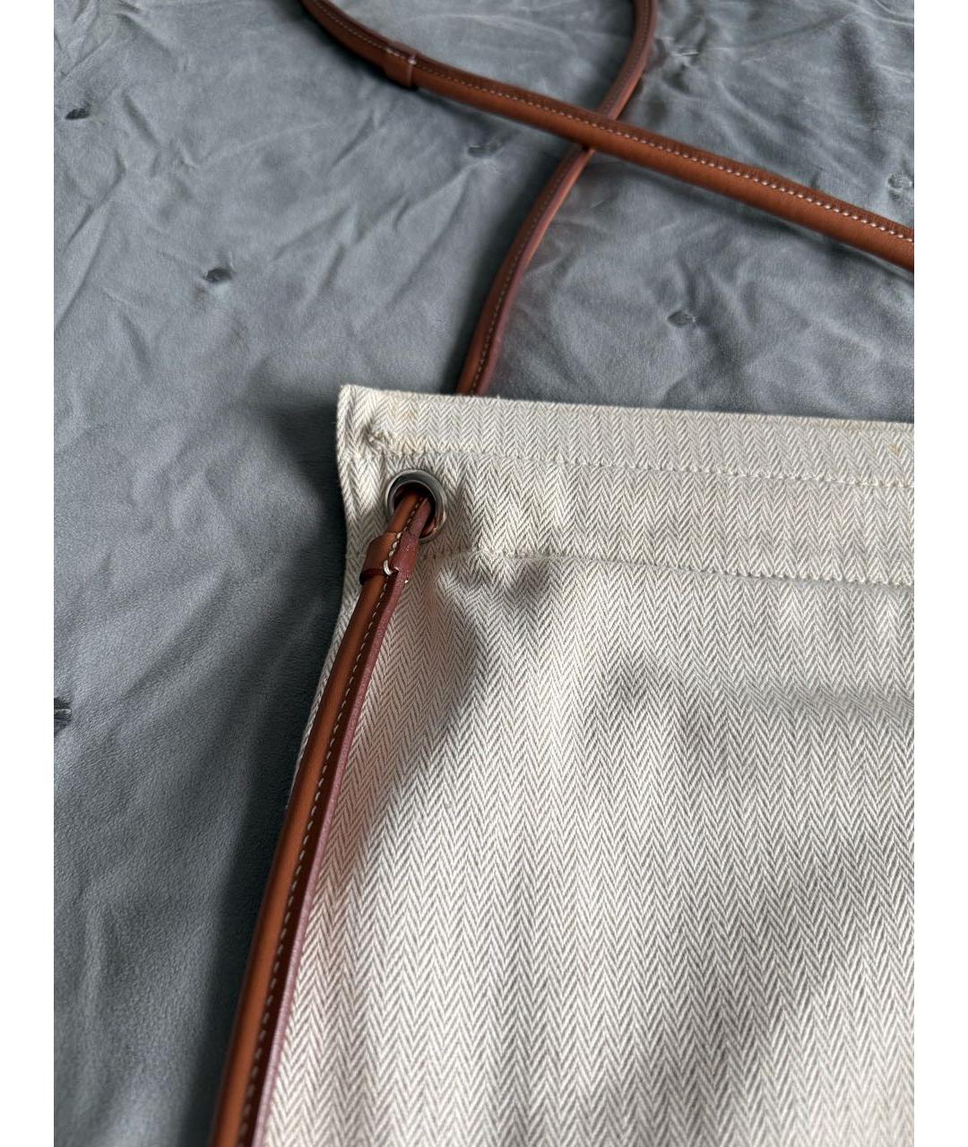 HERMES Бежевая кожаная сумка тоут, фото 7