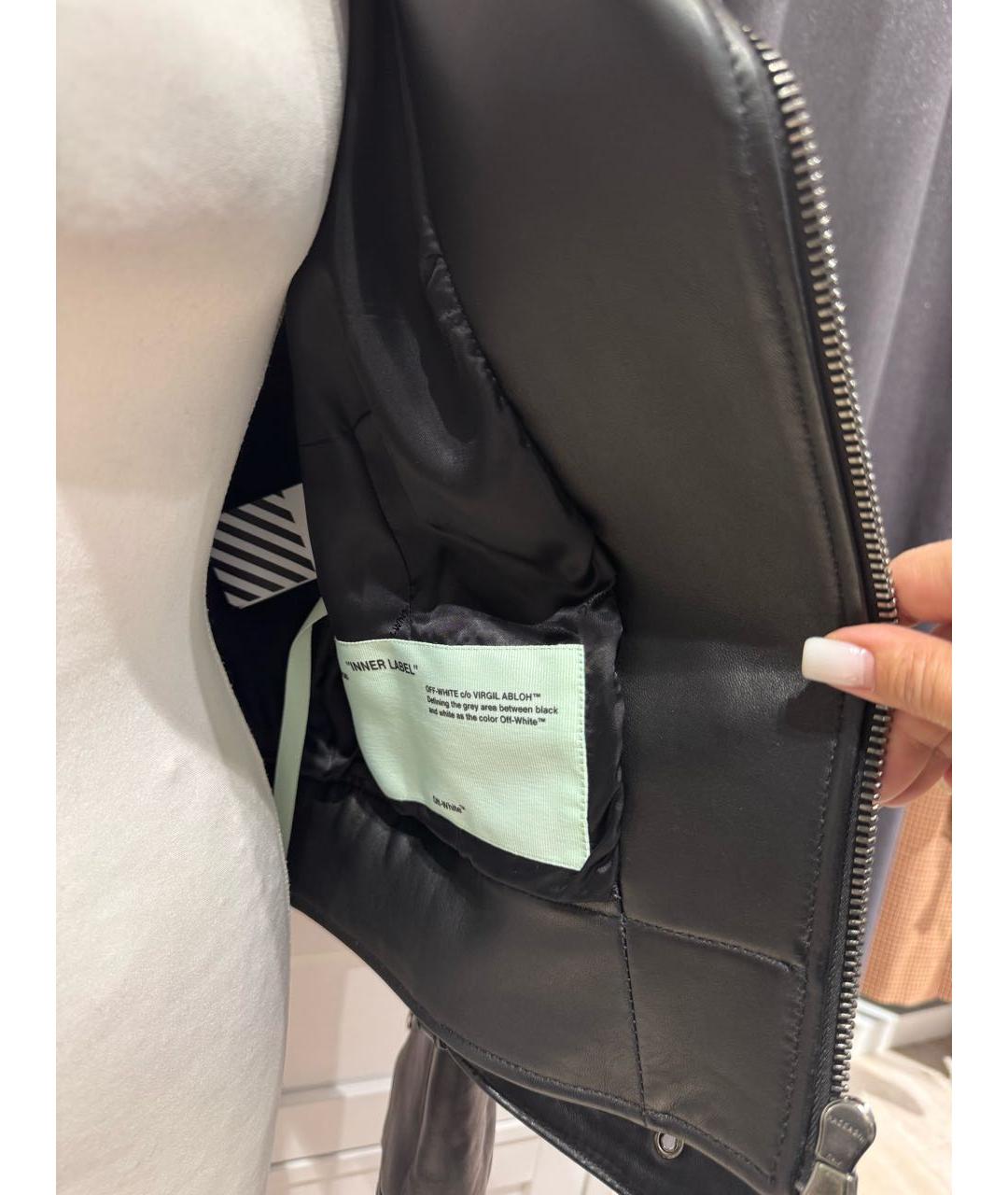 OFF-WHITE Черная кожаная куртка, фото 5