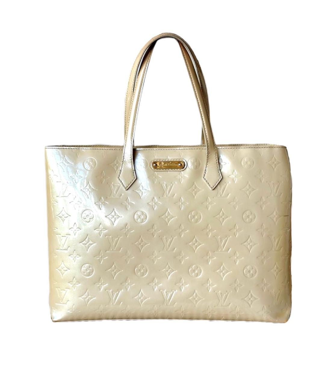 LOUIS VUITTON Бежевая сумка тоут из лакированной кожи, фото 9