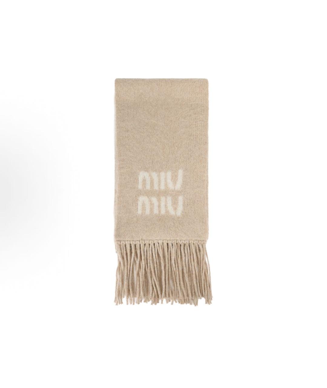 MIU MIU Бежевый шарф, фото 4