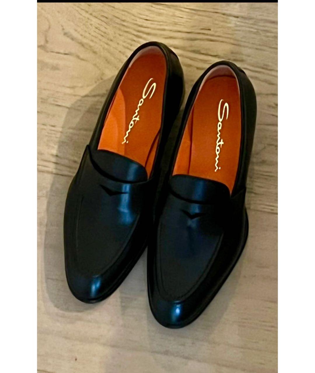 SANTONI Черные кожаные лоферы, фото 5