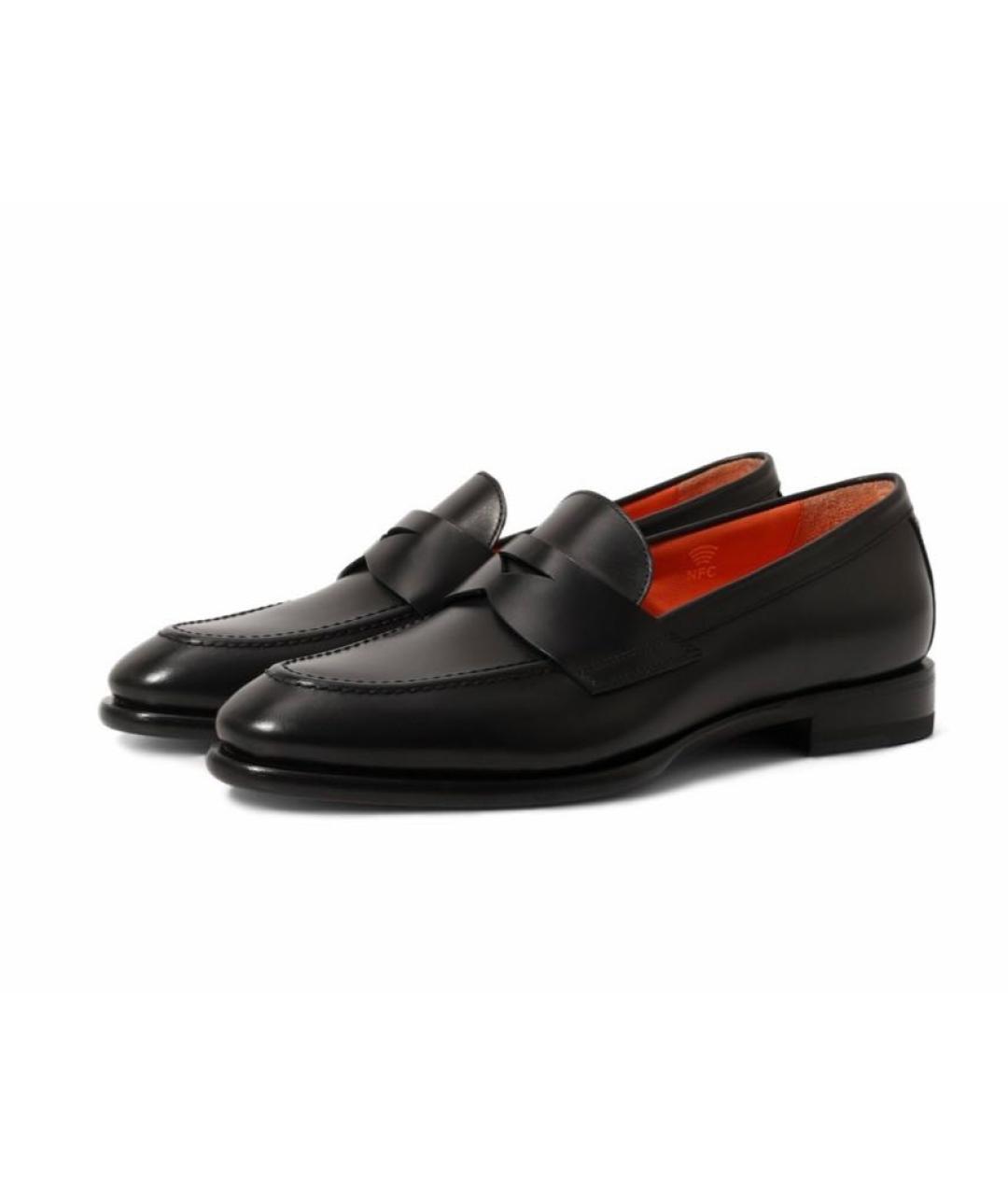 SANTONI Черные кожаные лоферы, фото 2