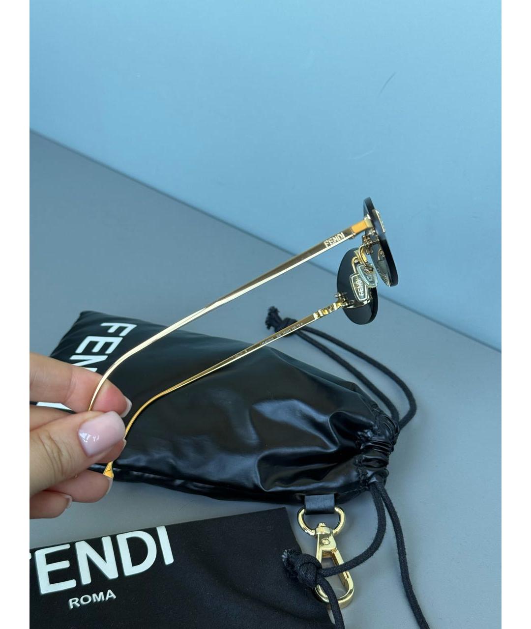 FENDI Антрацитовые металлические солнцезащитные очки, фото 8