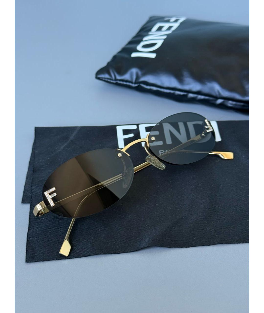FENDI Антрацитовые металлические солнцезащитные очки, фото 2