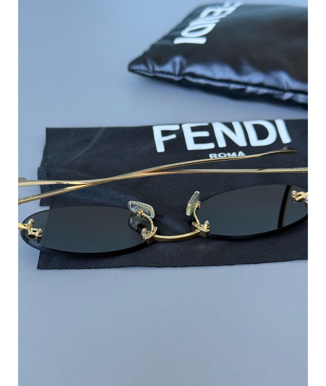 FENDI Антрацитовые металлические солнцезащитные очки, фото 3