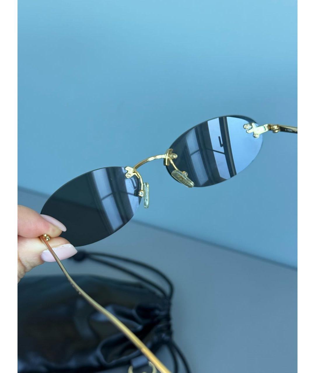 FENDI Антрацитовые металлические солнцезащитные очки, фото 5