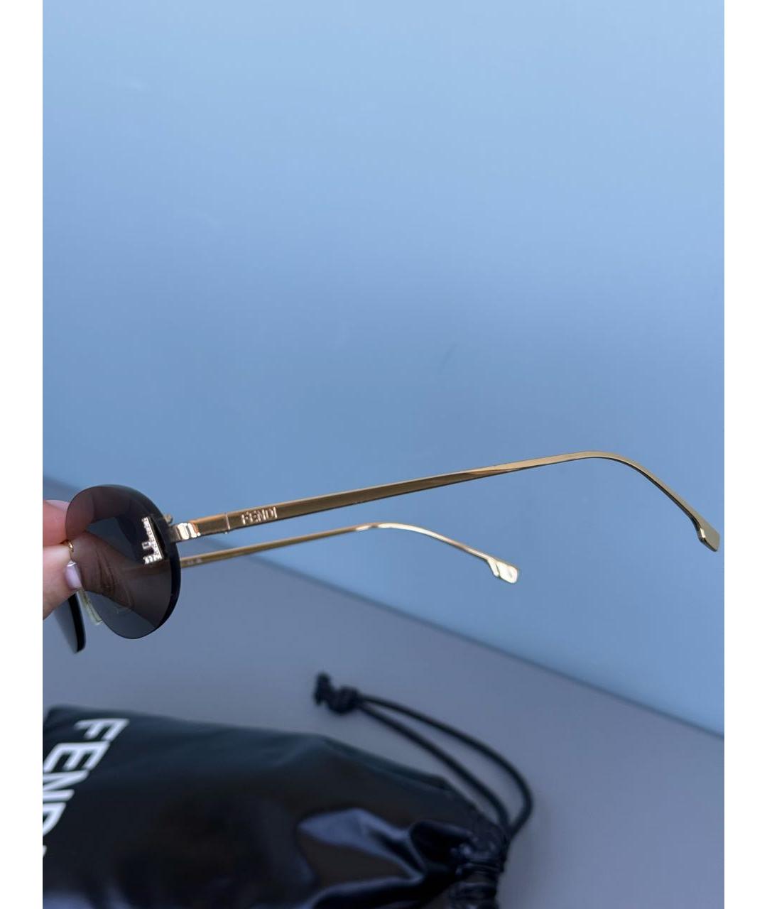 FENDI Антрацитовые металлические солнцезащитные очки, фото 6