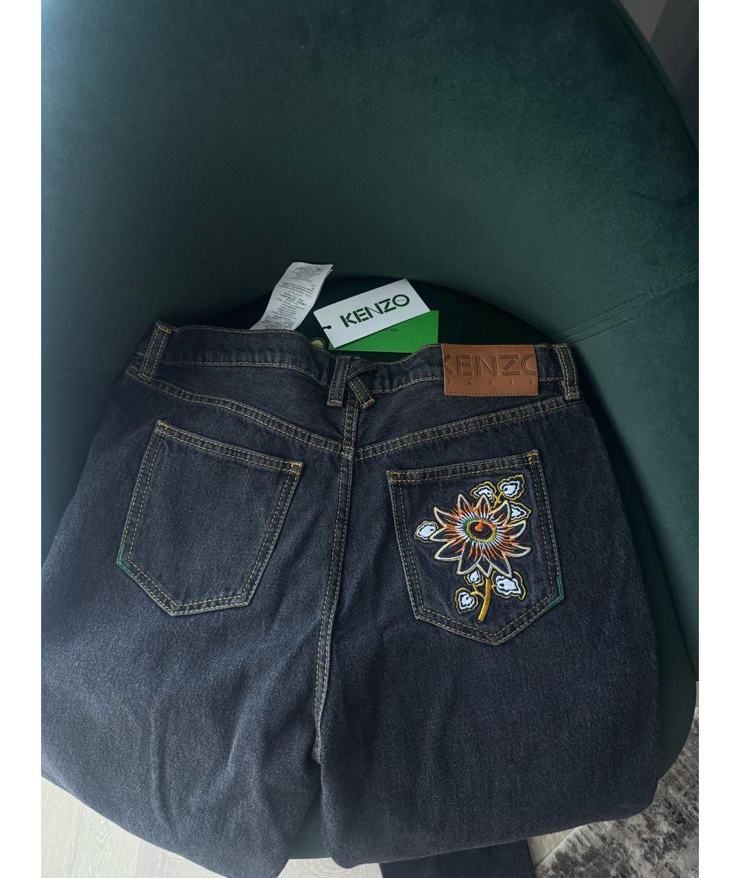 KENZO Темно-синие хлопковые прямые джинсы, фото 2