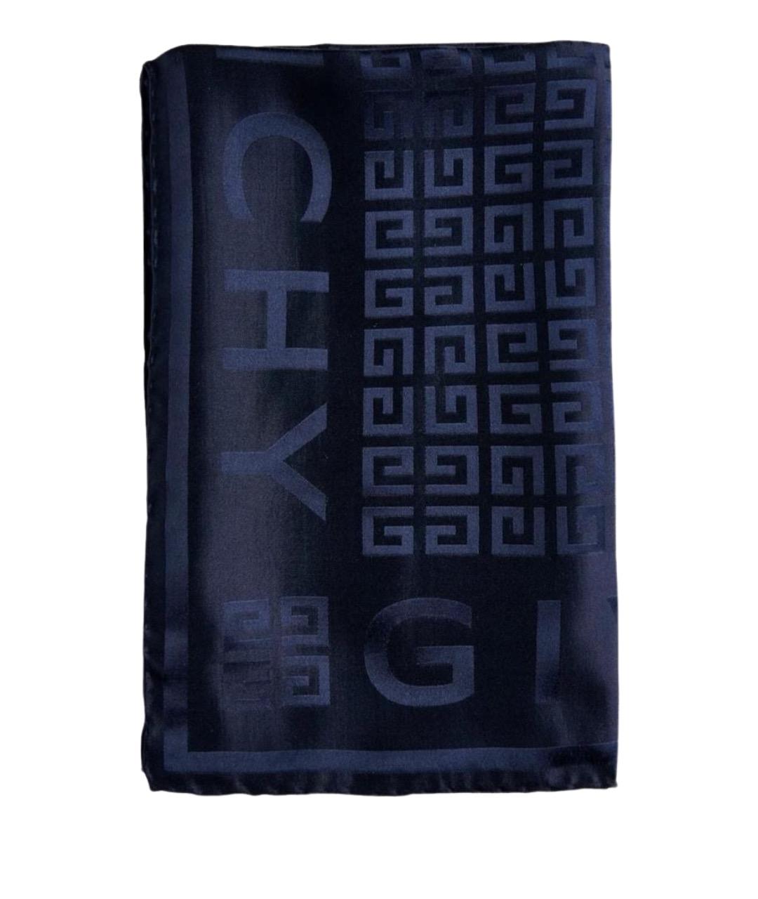 GIVENCHY Темно-синий шелковый шарф, фото 1