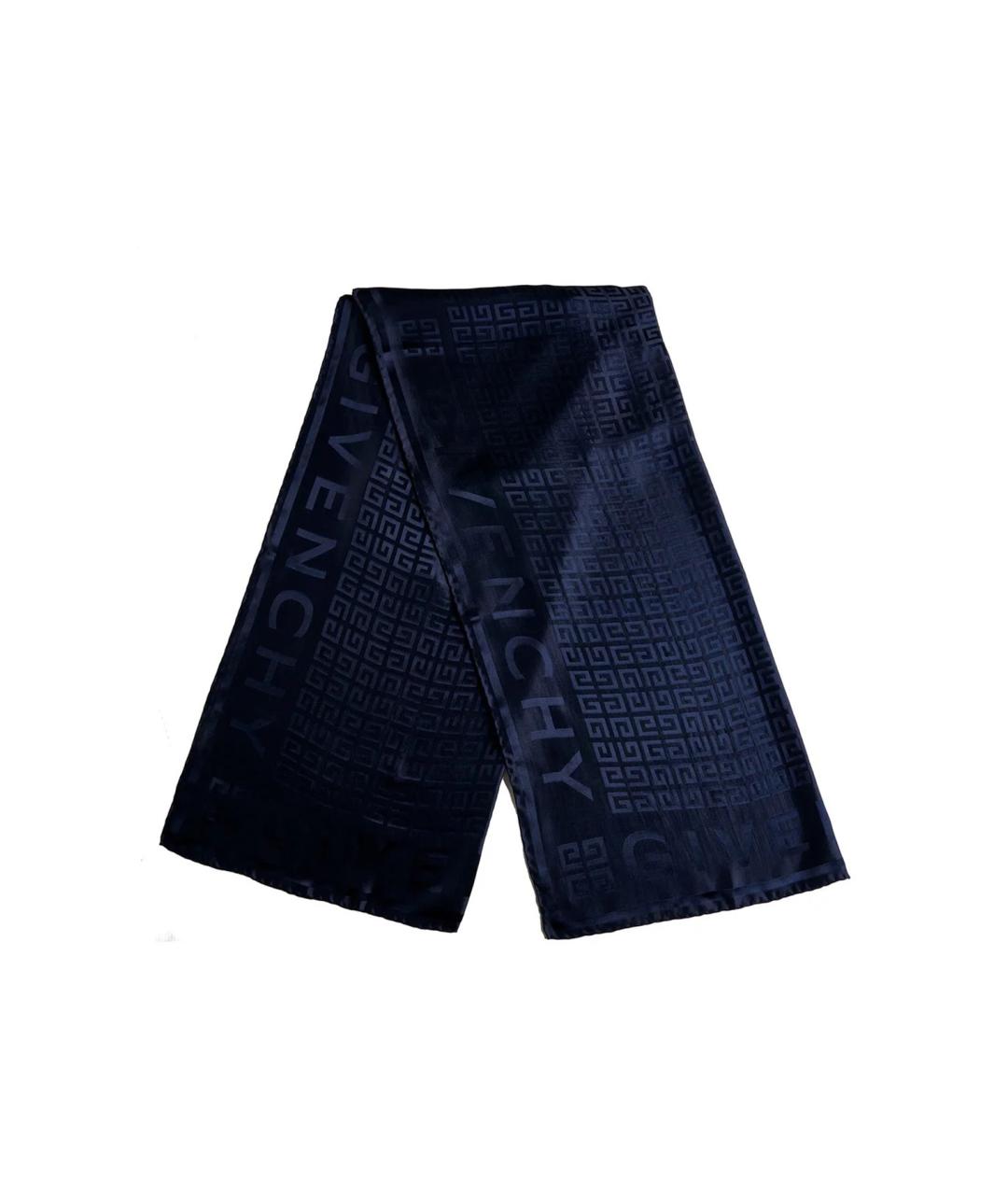 GIVENCHY Темно-синий шелковый шарф, фото 2