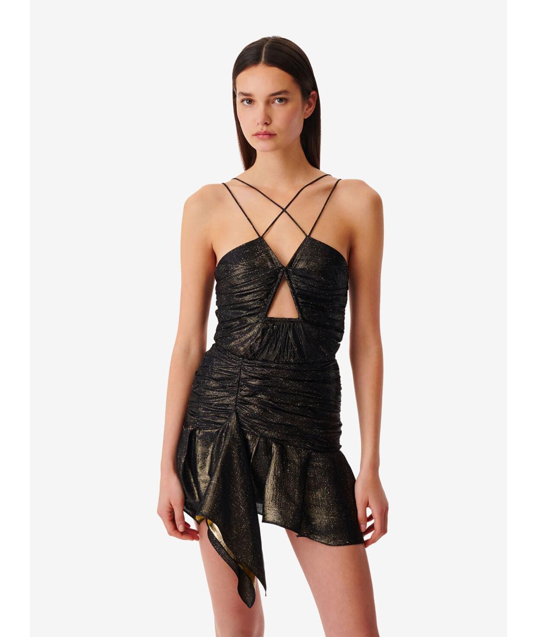 IRO Черное шелковое коктейльное платье, фото 2