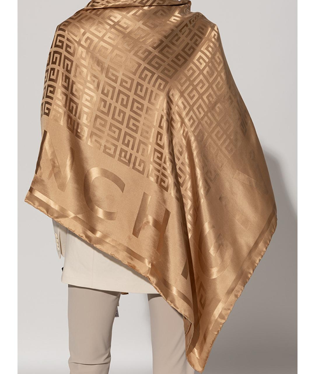 GIVENCHY Бежевый шелковый шарф, фото 2