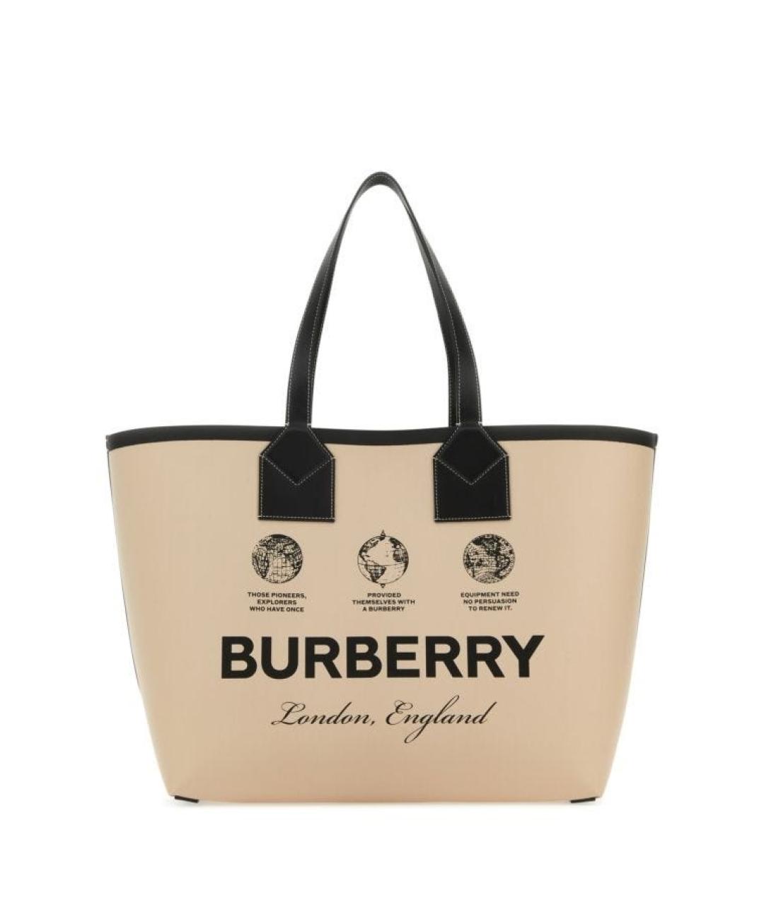 BURBERRY Бежевая тканевая сумка тоут, фото 1