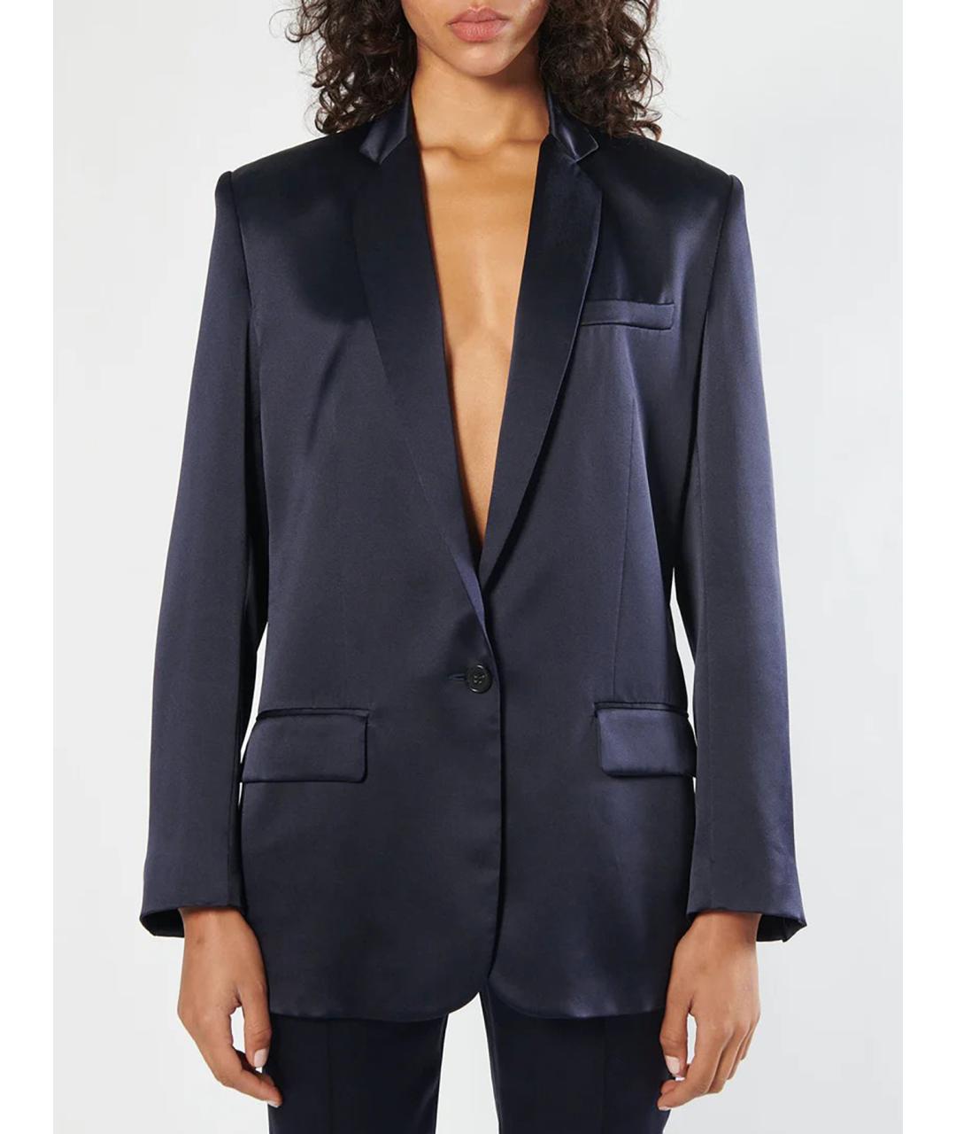 BARBARA BUI Темно-синий шелковый жакет/пиджак, фото 2