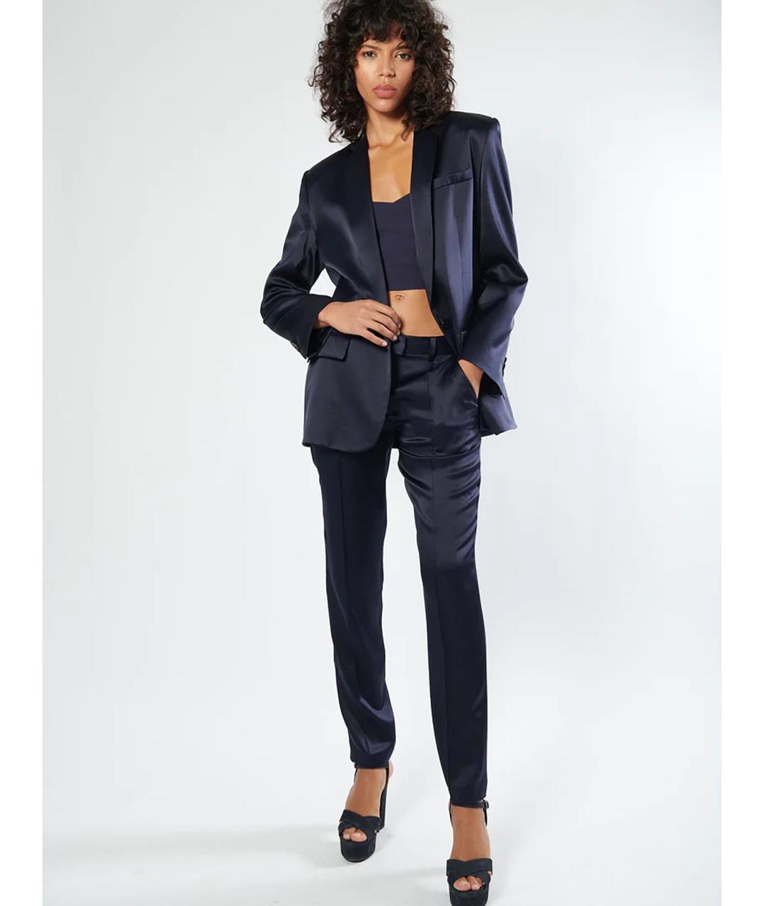 BARBARA BUI Темно-синий шелковый жакет/пиджак, фото 3