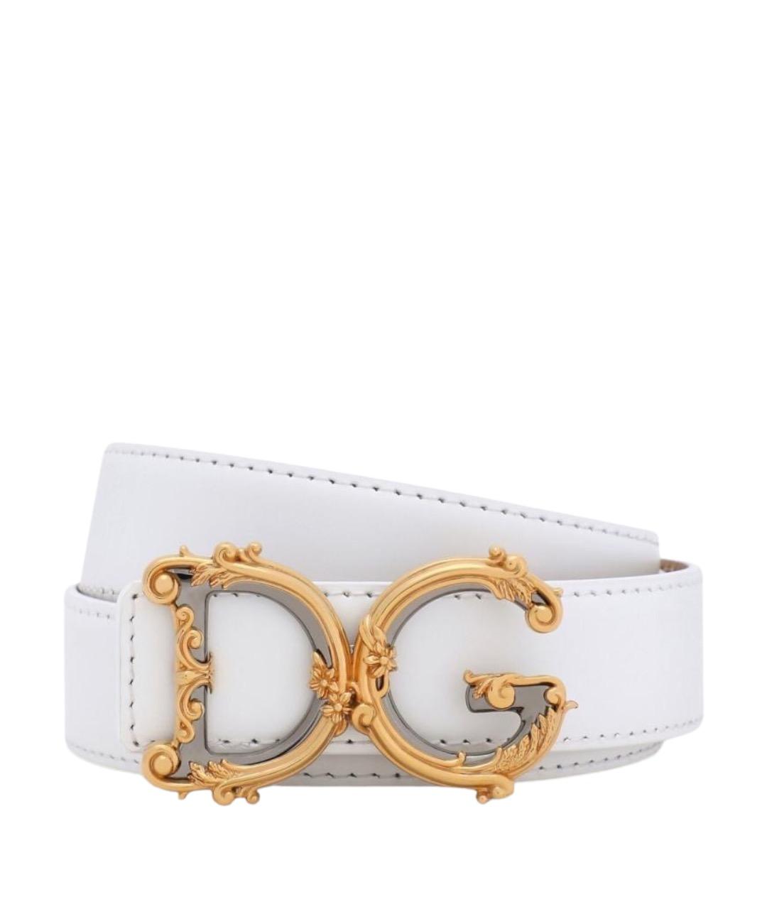 DOLCE&GABBANA Белый кожаный ремень, фото 1