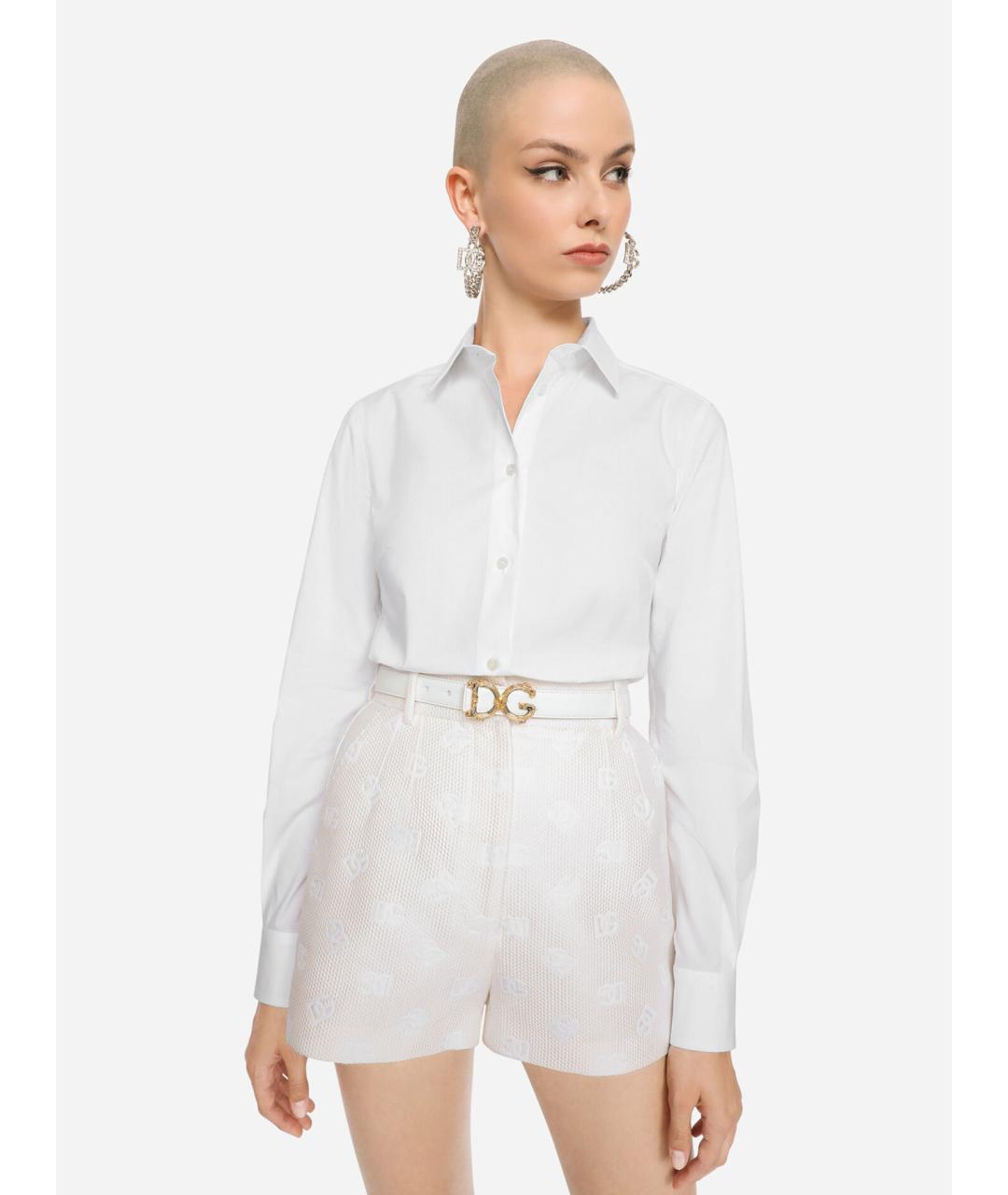 DOLCE&GABBANA Белый кожаный ремень, фото 2