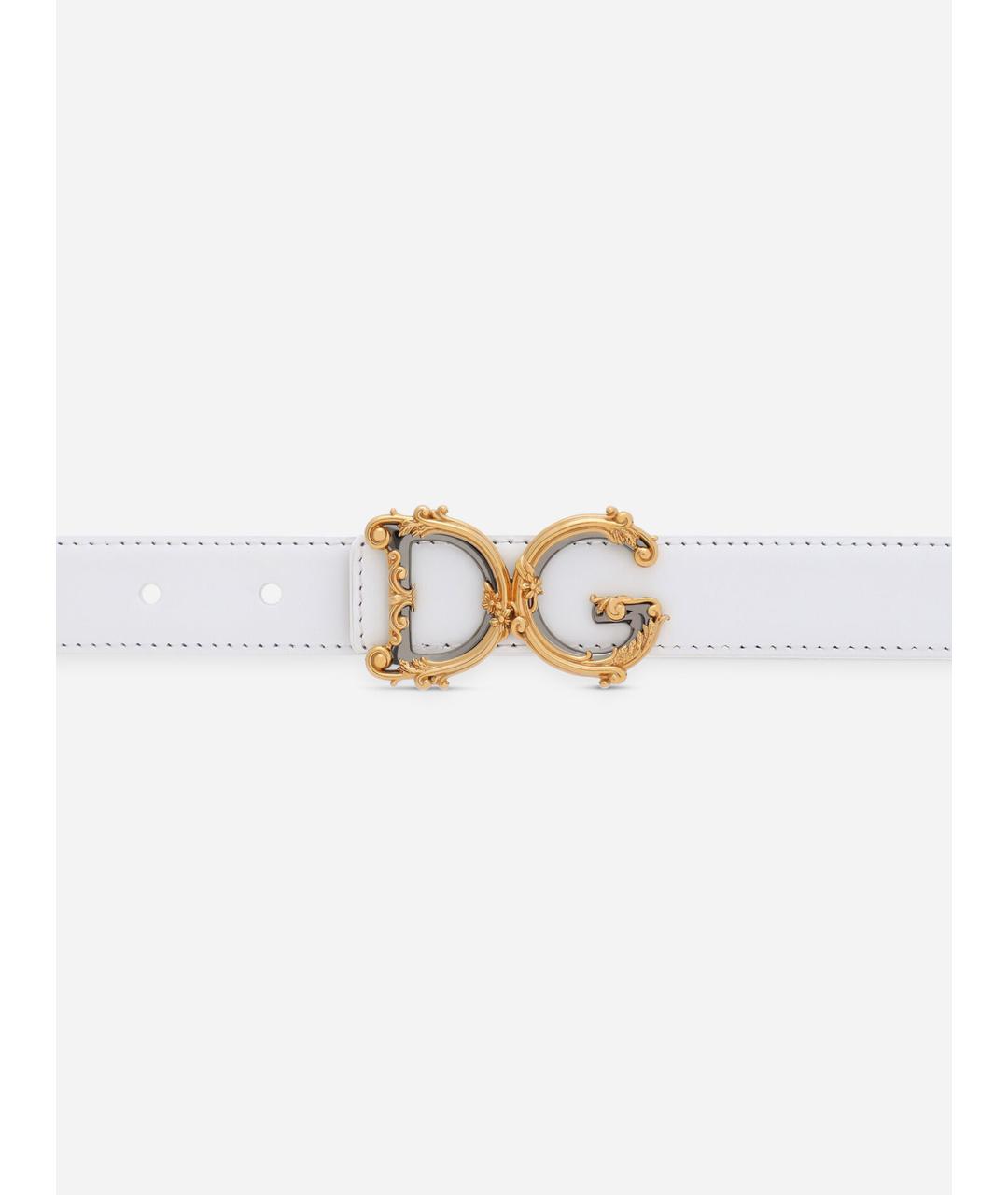 DOLCE&GABBANA Белый кожаный ремень, фото 3