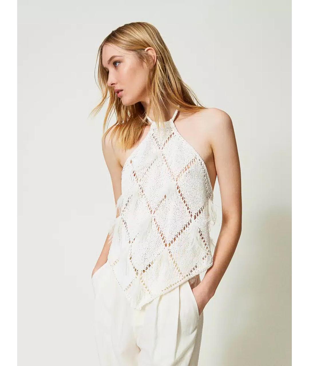 TWIN-SET Бежевая хлопковая майка, фото 4