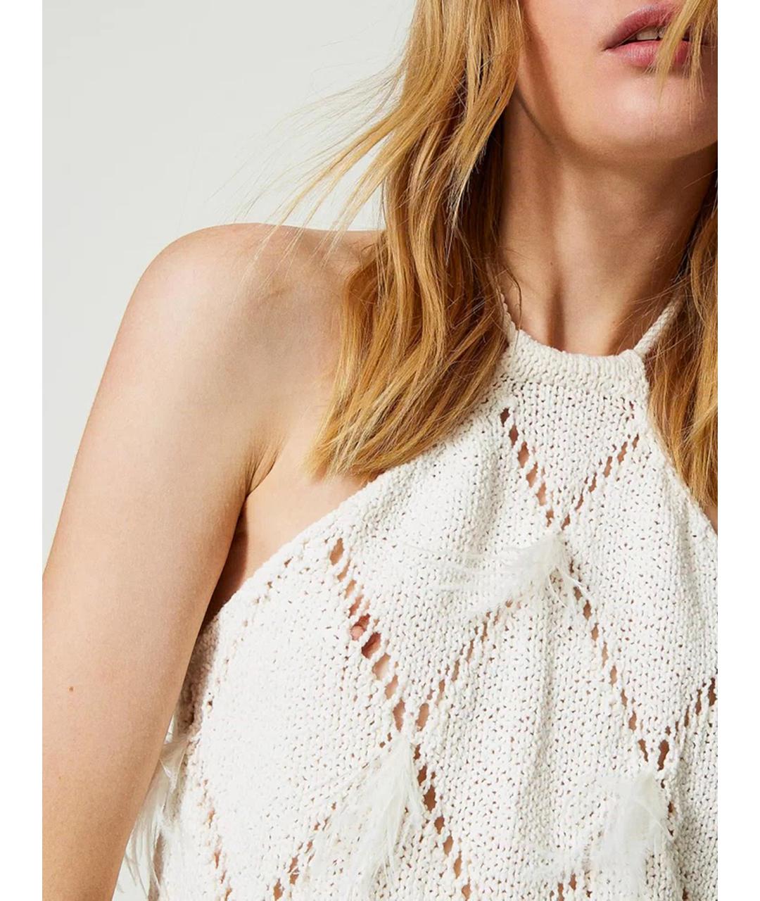 TWIN-SET Бежевая хлопковая майка, фото 3