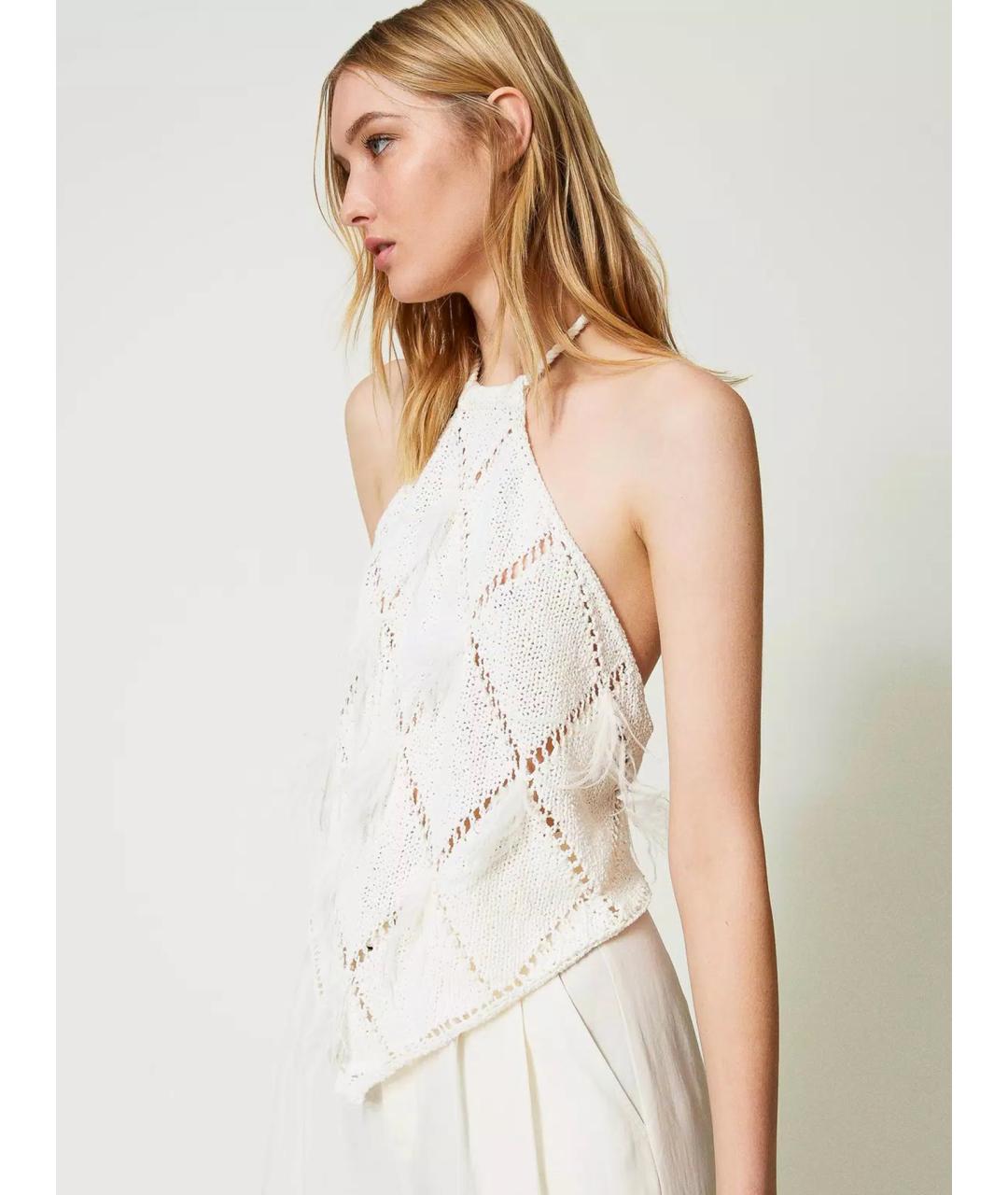 TWIN-SET Бежевая хлопковая майка, фото 5