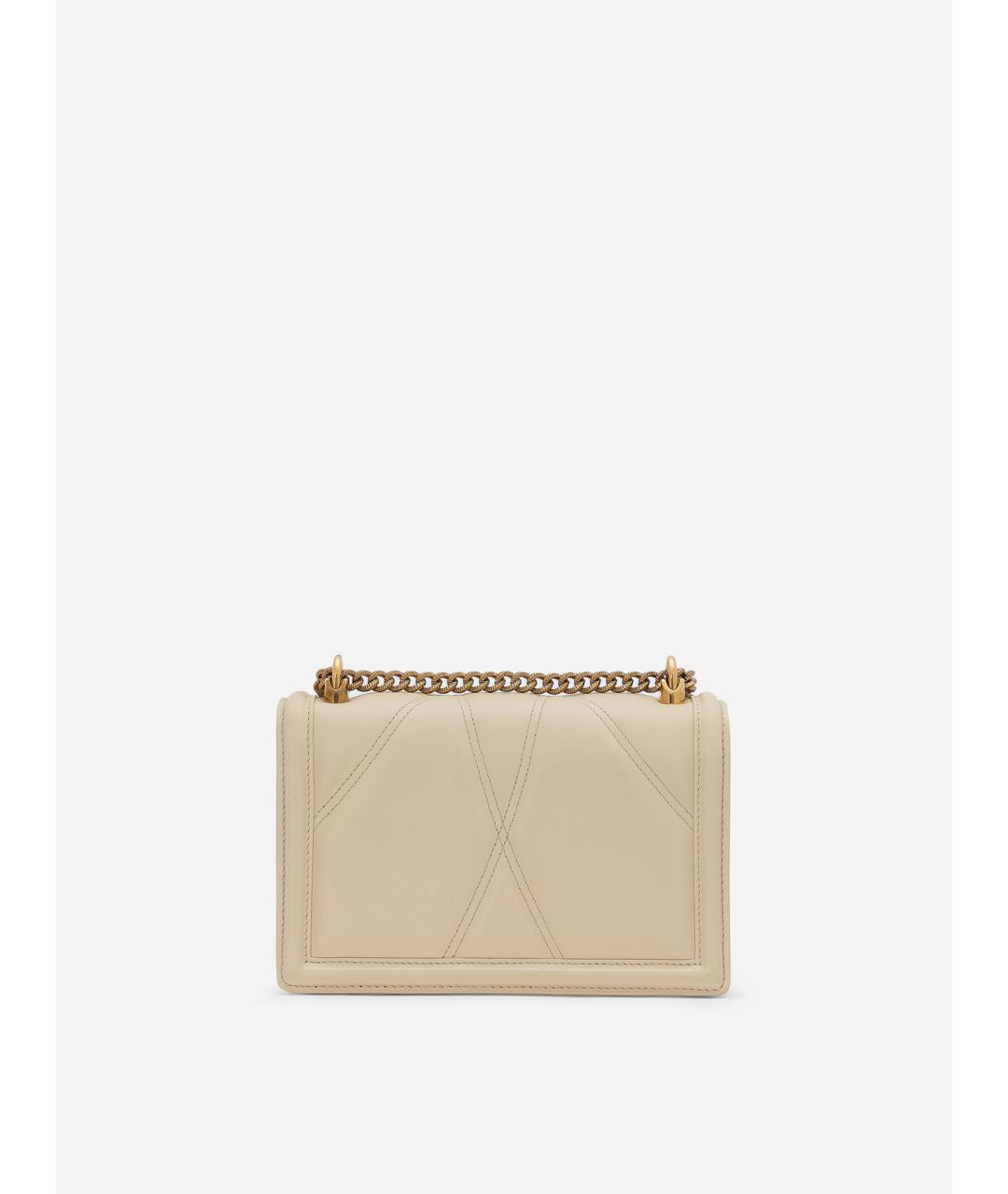 DOLCE&GABBANA Бежевая кожаная сумка через плечо, фото 4