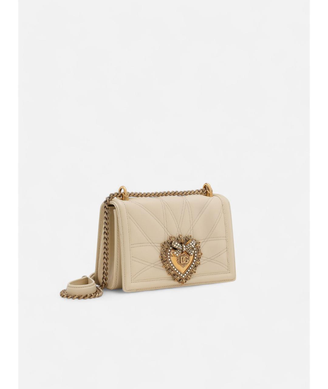 DOLCE&GABBANA Бежевая кожаная сумка через плечо, фото 2