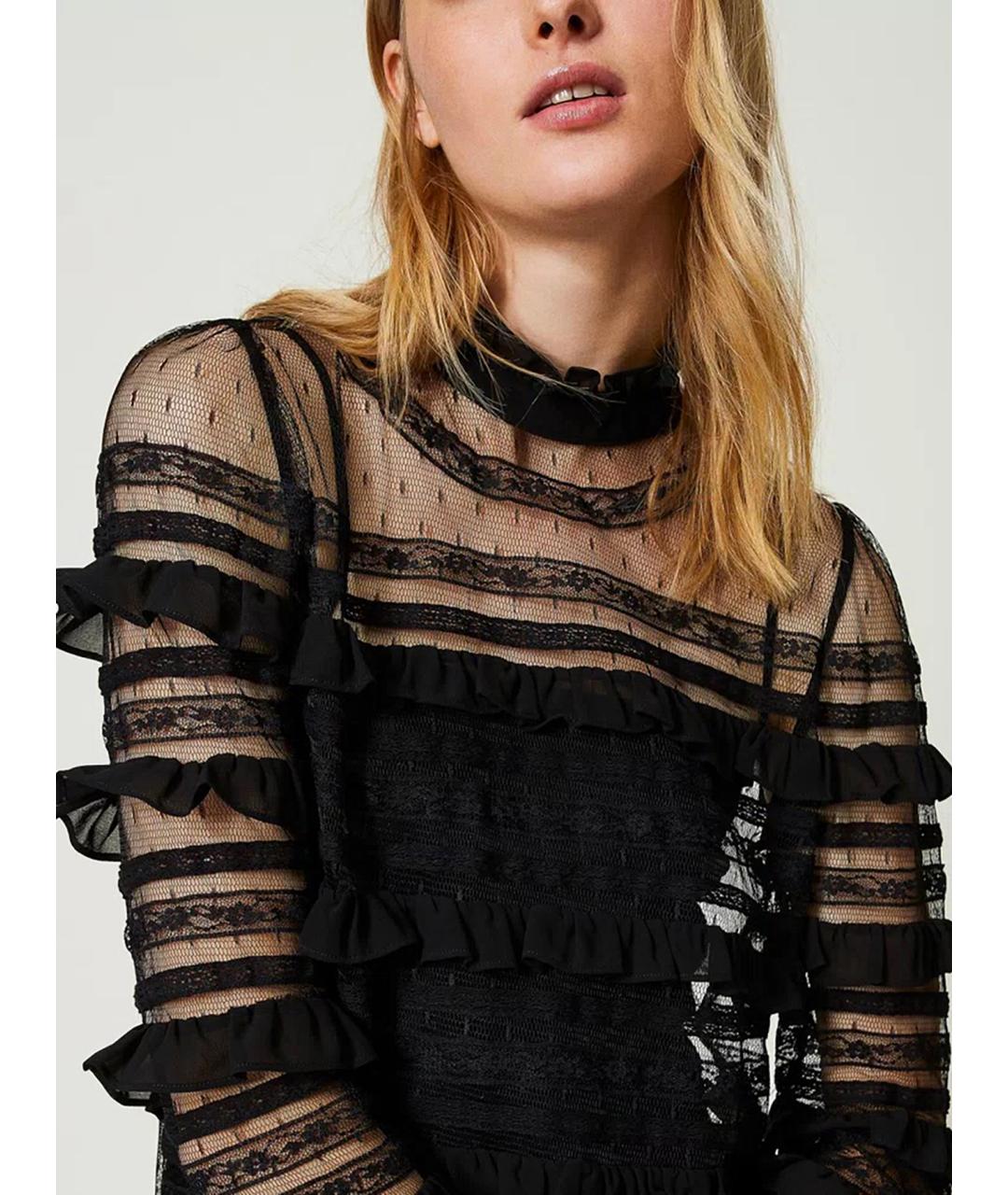 TWIN-SET Черная полиэстеровая блузы, фото 2