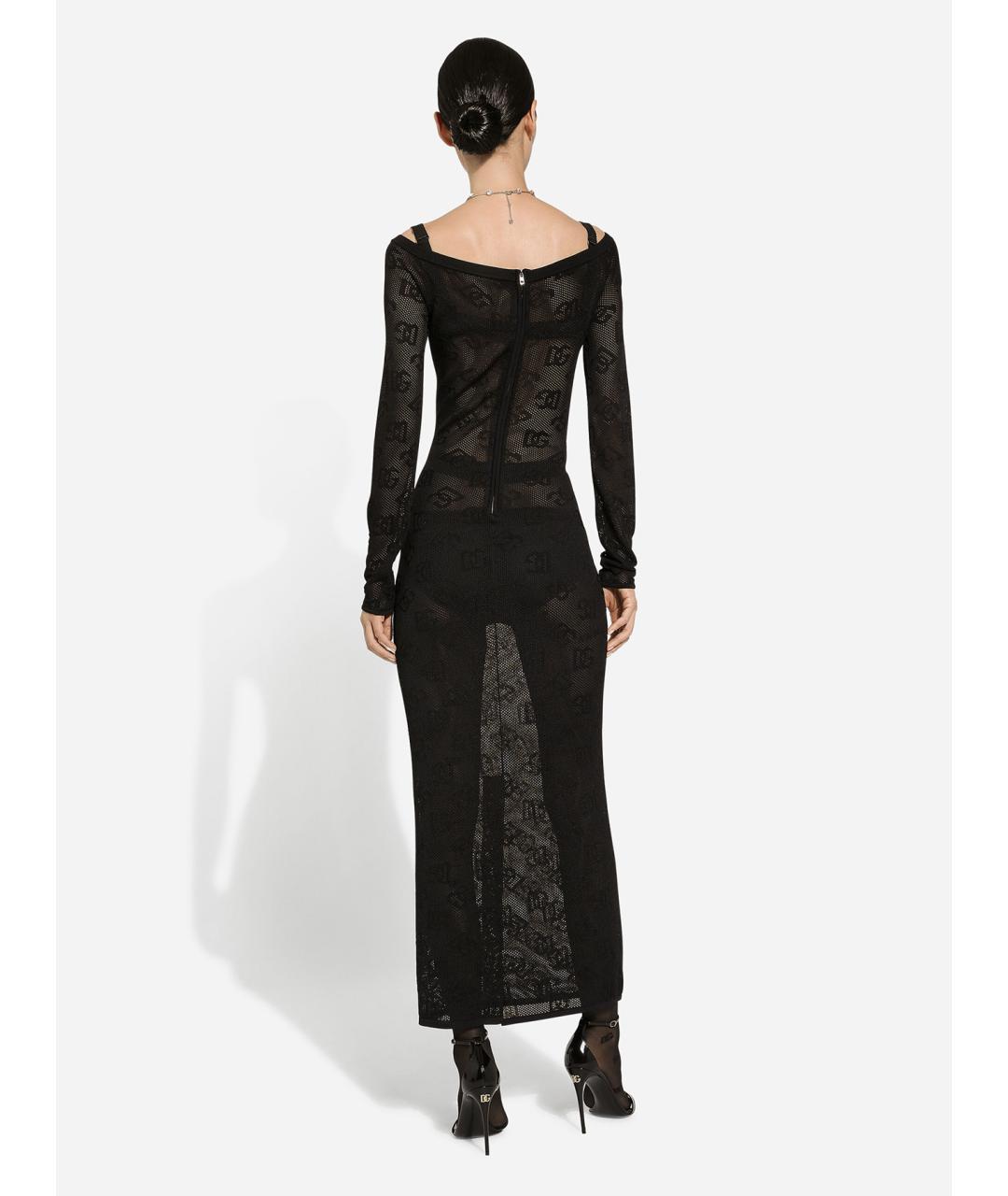 DOLCE&GABBANA Черное вискозное вечернее платье, фото 4