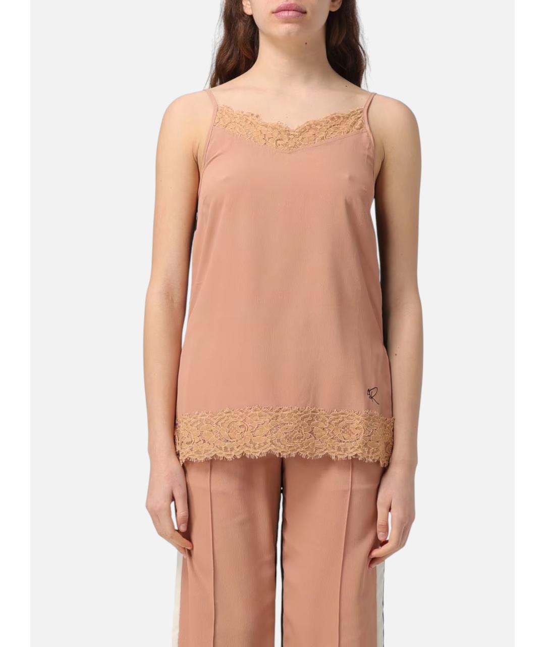 TWIN-SET Бежевая полиэстеровая блузы, фото 4