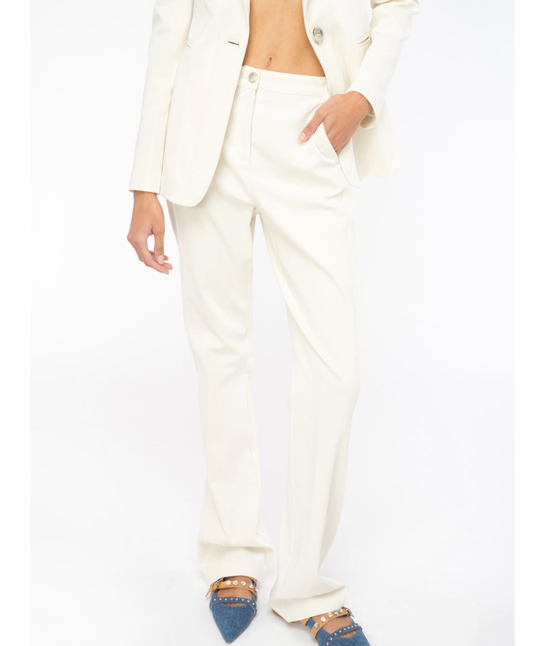 PINKO Бежевые хлопковые прямые брюки, фото 3