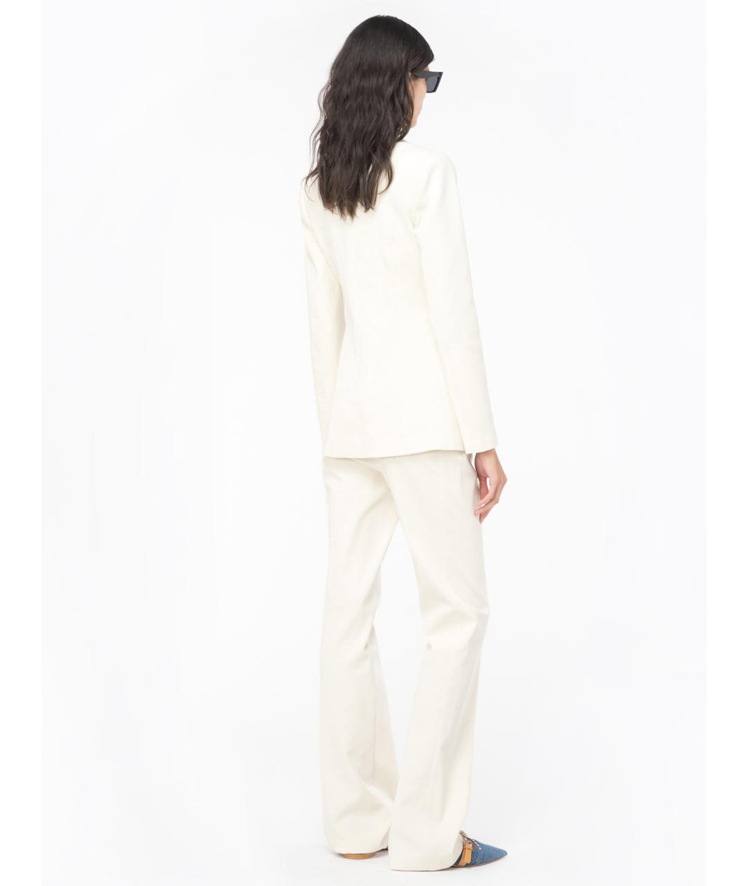 PINKO Бежевые хлопковые прямые брюки, фото 4