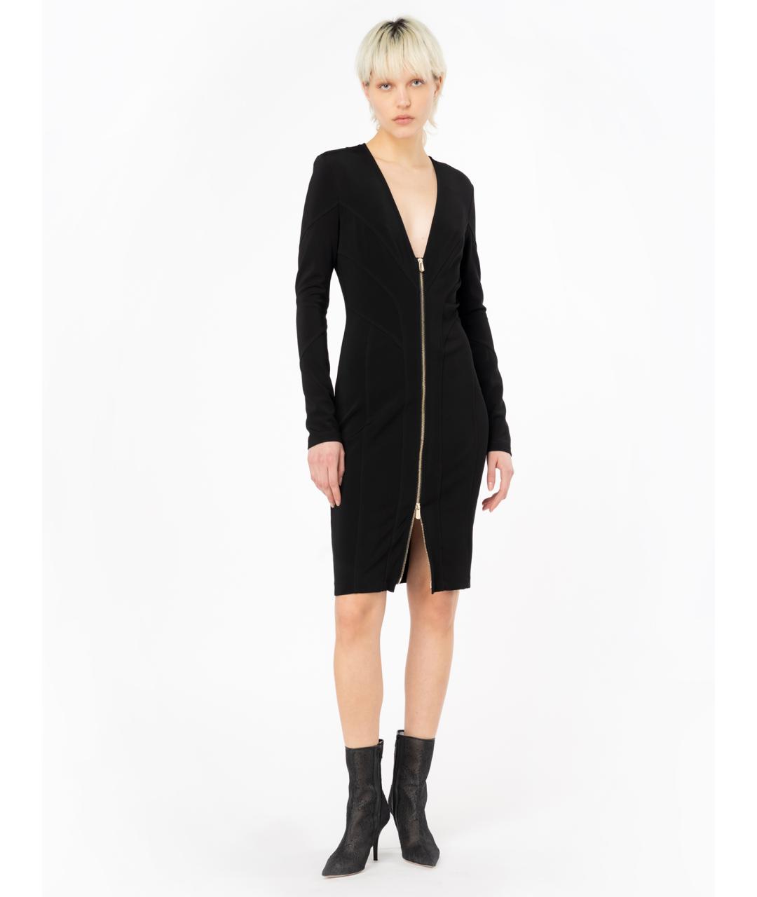 PINKO Черное вискозное коктейльное платье, фото 2