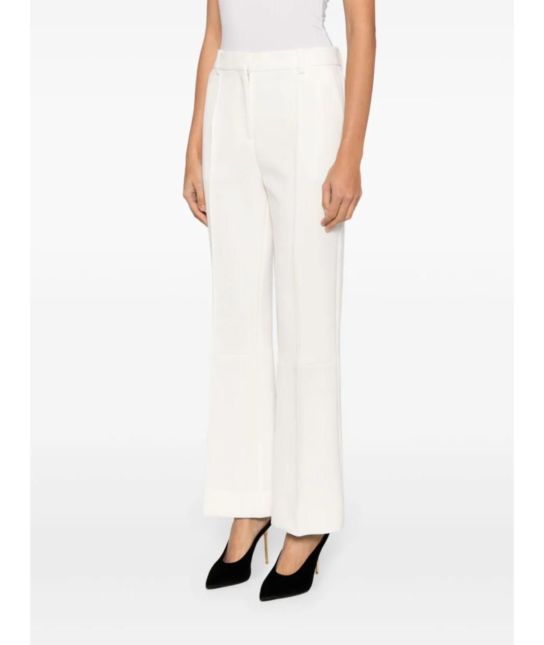 VICTORIA BECKHAM Белые полиэстеровые прямые брюки, фото 3