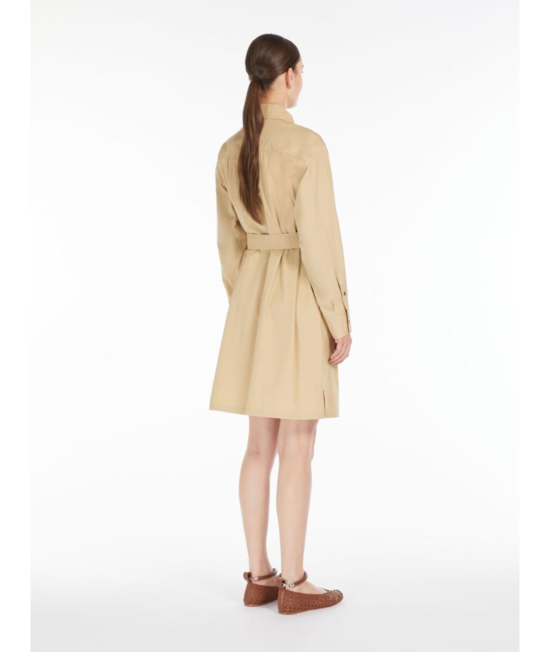 WEEKEND MAX MARA Бежевое хлопковое повседневное платье, фото 5