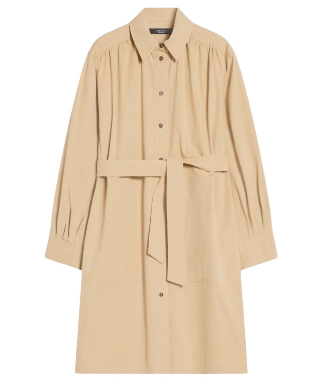 WEEKEND MAX MARA Бежевое хлопковое повседневное платье, фото 1