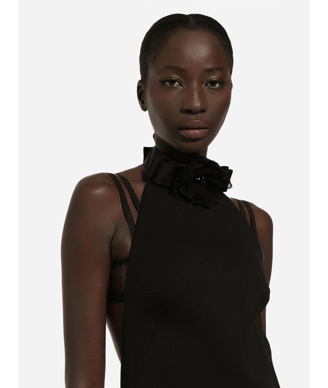 DOLCE&GABBANA Черное шерстяное повседневное платье, фото 3