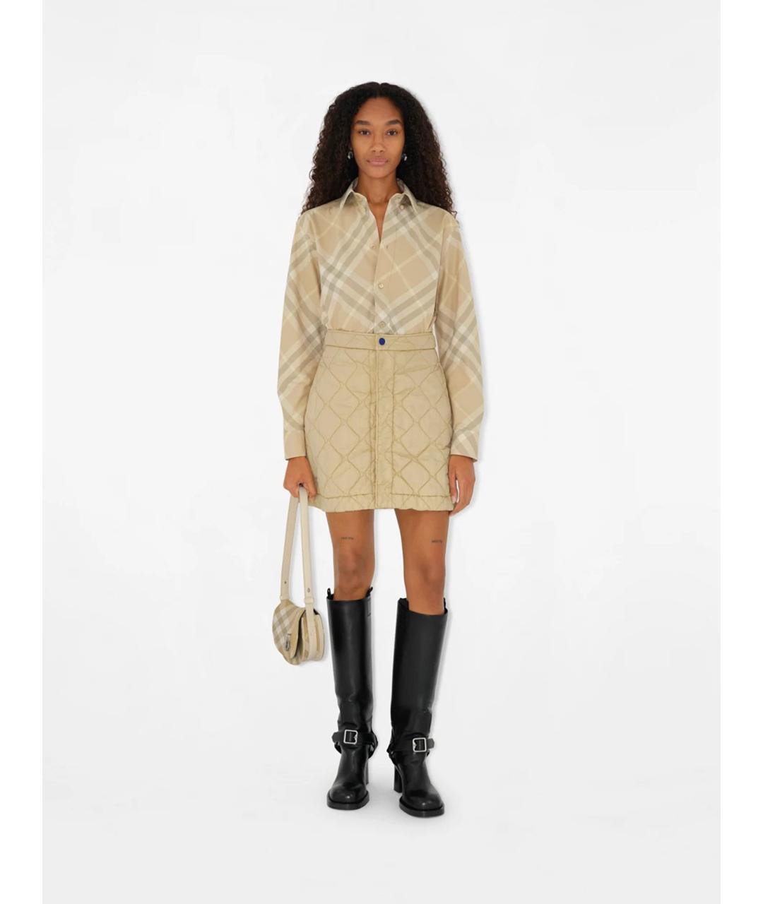 BURBERRY Бежевая тканевая сумка через плечо, фото 4