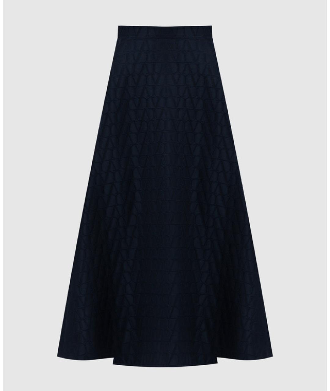 VALENTINO Темно-синяя шерстяная юбка миди, фото 4