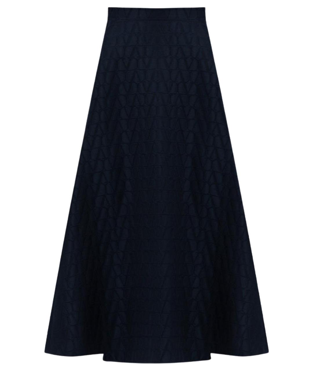 VALENTINO Темно-синяя шерстяная юбка миди, фото 1